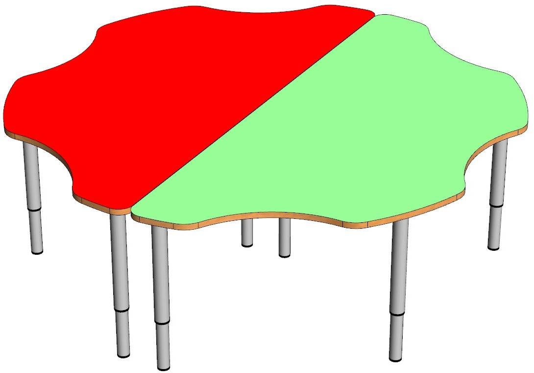 Стол "Ромашка" 2 части (на регулируемых ножках (0-3гр)