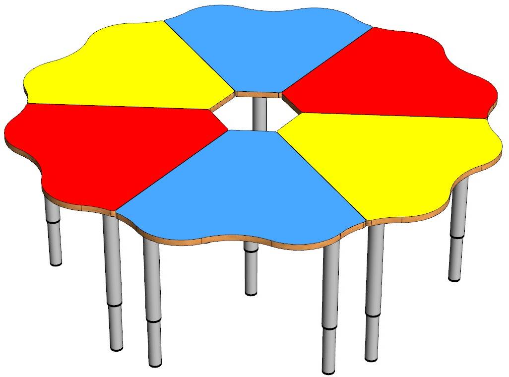 Стол "Ромашка" 6 частей (на регулируемых ножках (0-3гр)