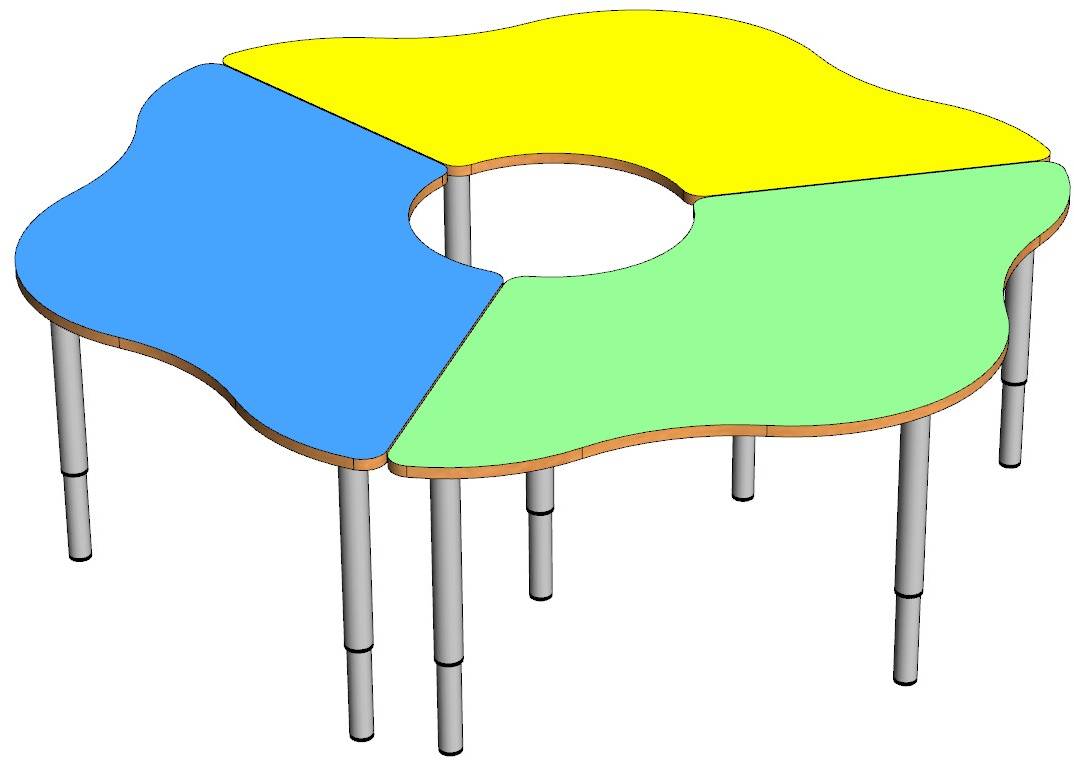 Стол "Ромашка" 3 части (на регулируемых ножках (0-3гр)