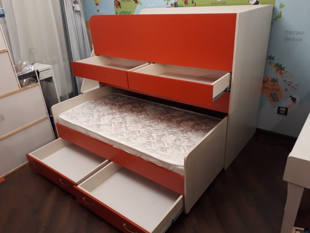 2-ярусная кровать с ящиками оранжевая 2