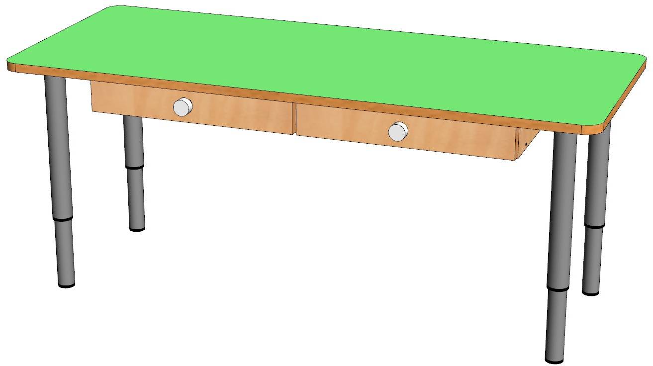 Стол-парта с двумя выдвижными ящиками на регулируемых ножках (0-3гр)